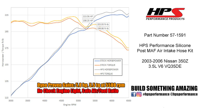 HPS Silicone Air Intake Hose 03-06 350Z